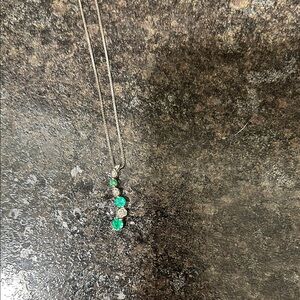 Elegant Emerald and 10K White Gold Necklace